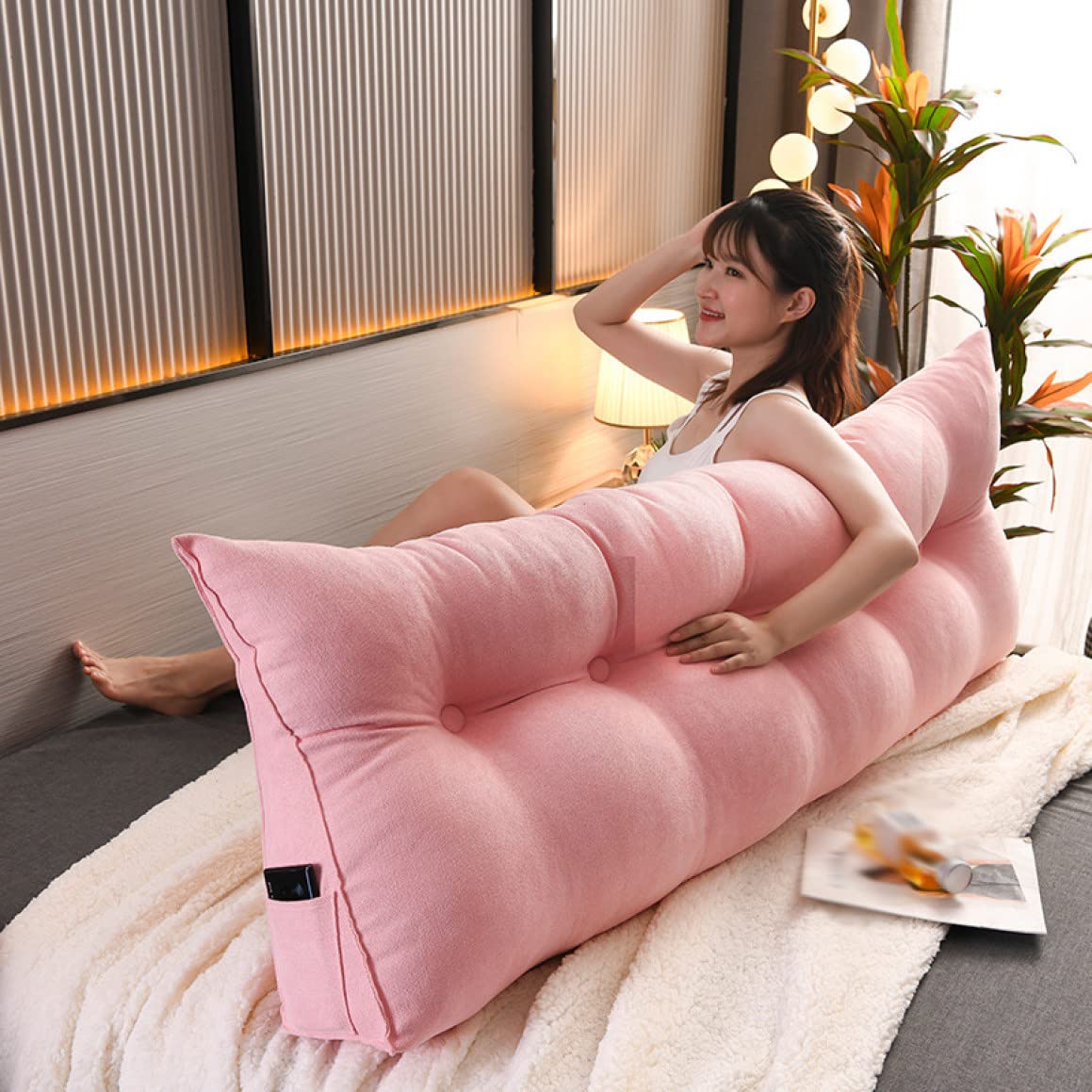 Amazon｜背もたれ クッション 120*20*50 ベッド 三角 背もたれ